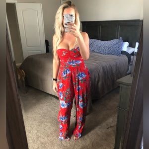 Red Floral Jumpsuit